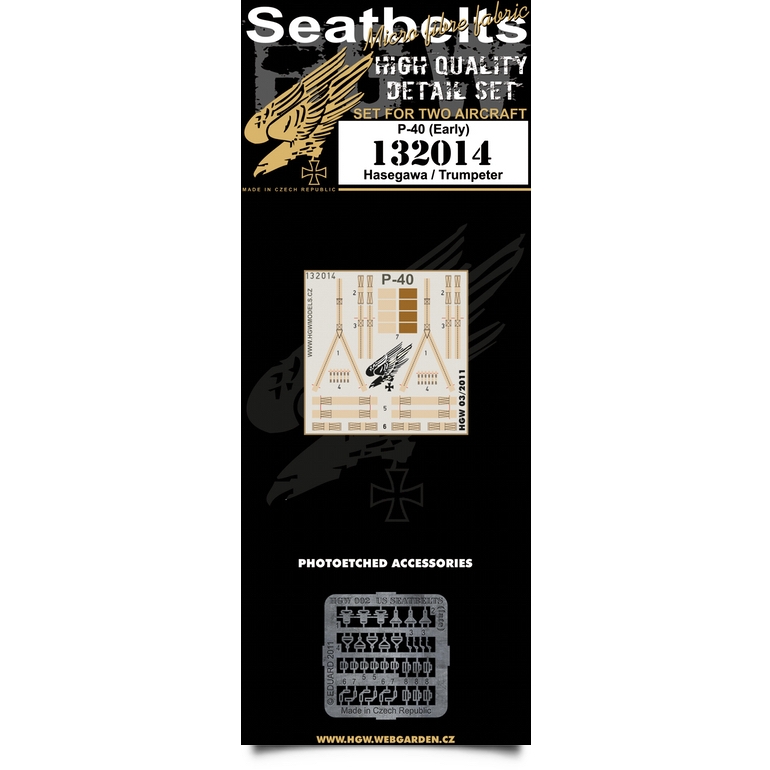 1/32 Curtiss P-40 Warhawk / Kittyhawk - Fabric Seat Belts  - 2 sets Hasegawa, Trumpeter, Revell