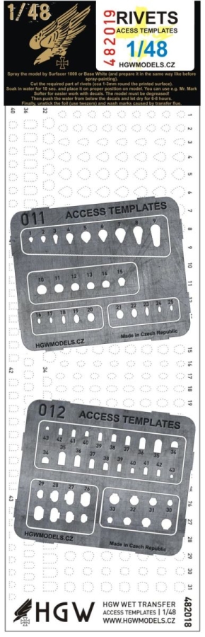 1/48 Access Templates (Plus) - Free Lines of Rivets - incl. 482018 + PE scribing template