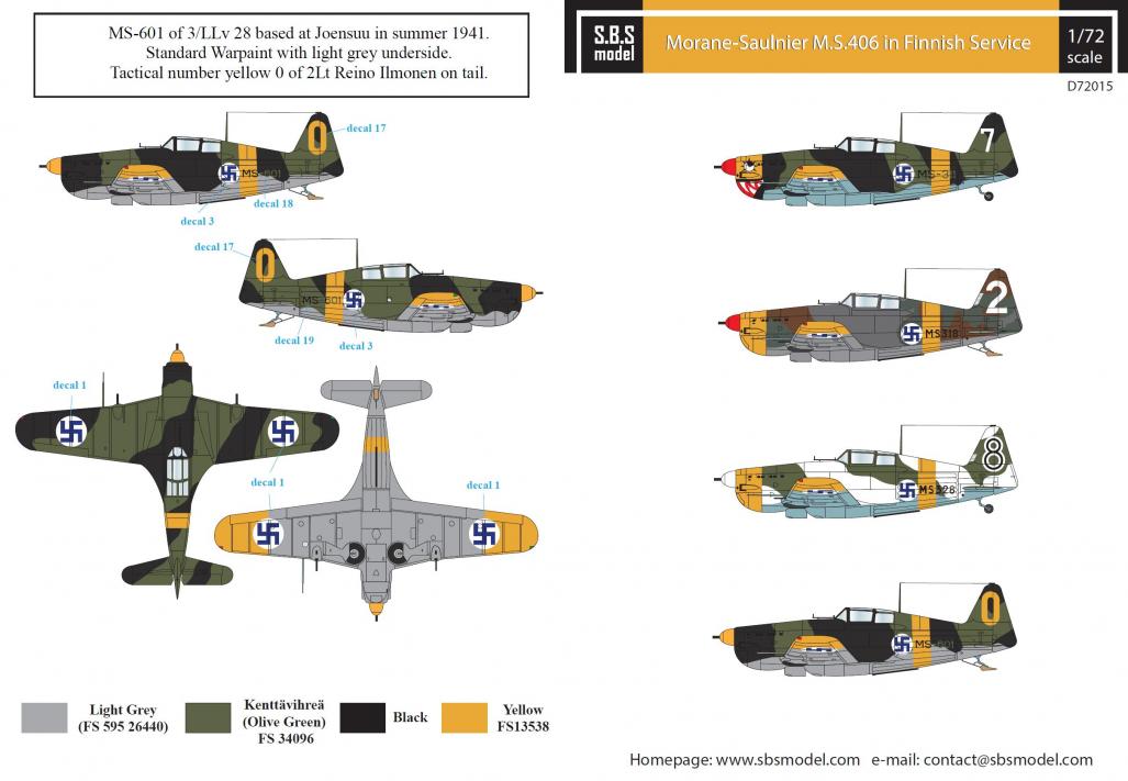 1/72 Morane-Saulnier MS. 406 Finnish Air Force WW II - Decals for 