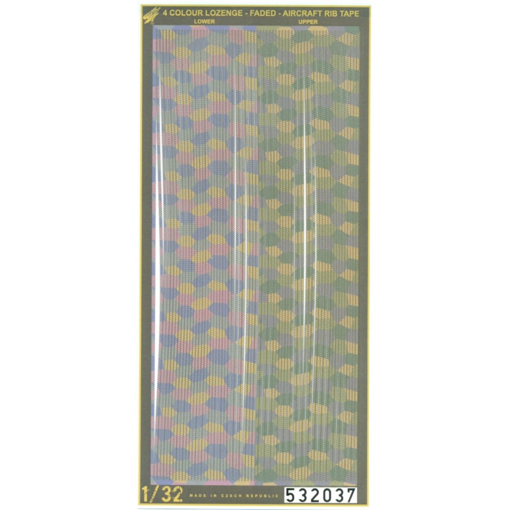1/32 4 Colour Lozenge Rib Tape - Decals Wood Grain - base white zig-zag (laser) upper & lower 910 cm