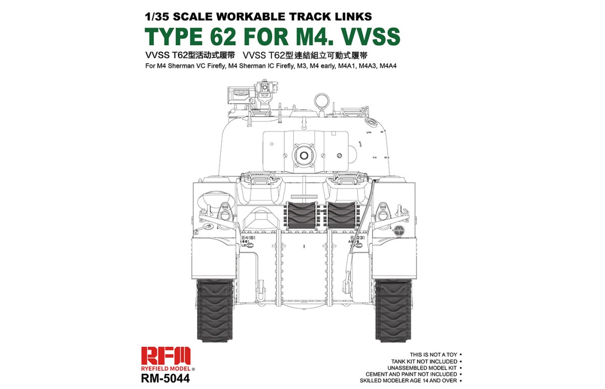 1/35 Sherman Tracks Type 62 for M4 VVSS