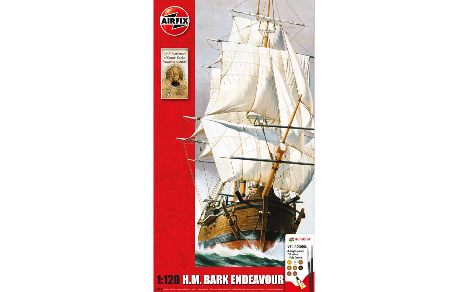 Gift Set lodě A50047 - Endeavour Bark and Captain Cook 250th anniversary (1:120)