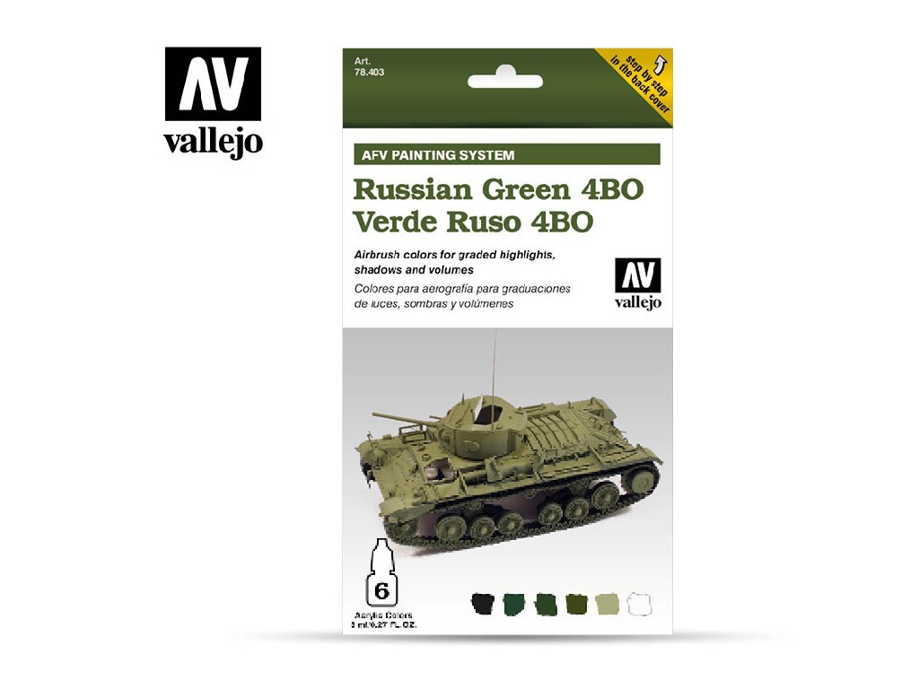Vallejo - Model Air Set (AF) 78403 AFV Russian Green 4BO Armour Painting System 6x8 ml.