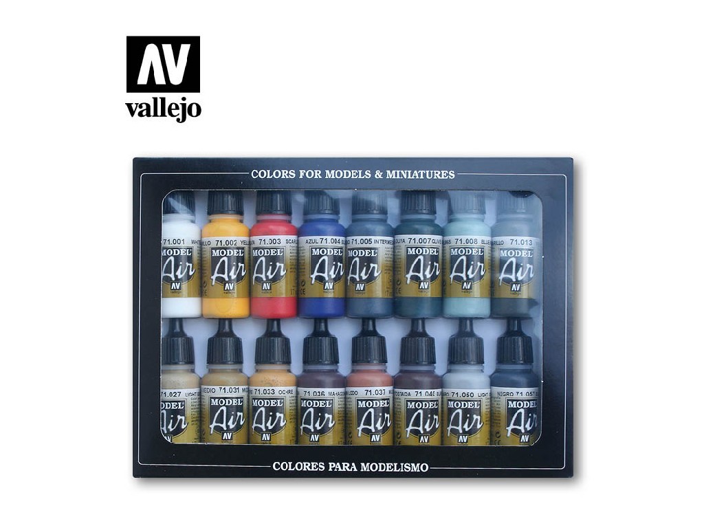Sada akrylových barev pro Airbrush Vallejo Model Air Set 71178 Basic Color Pack (16)