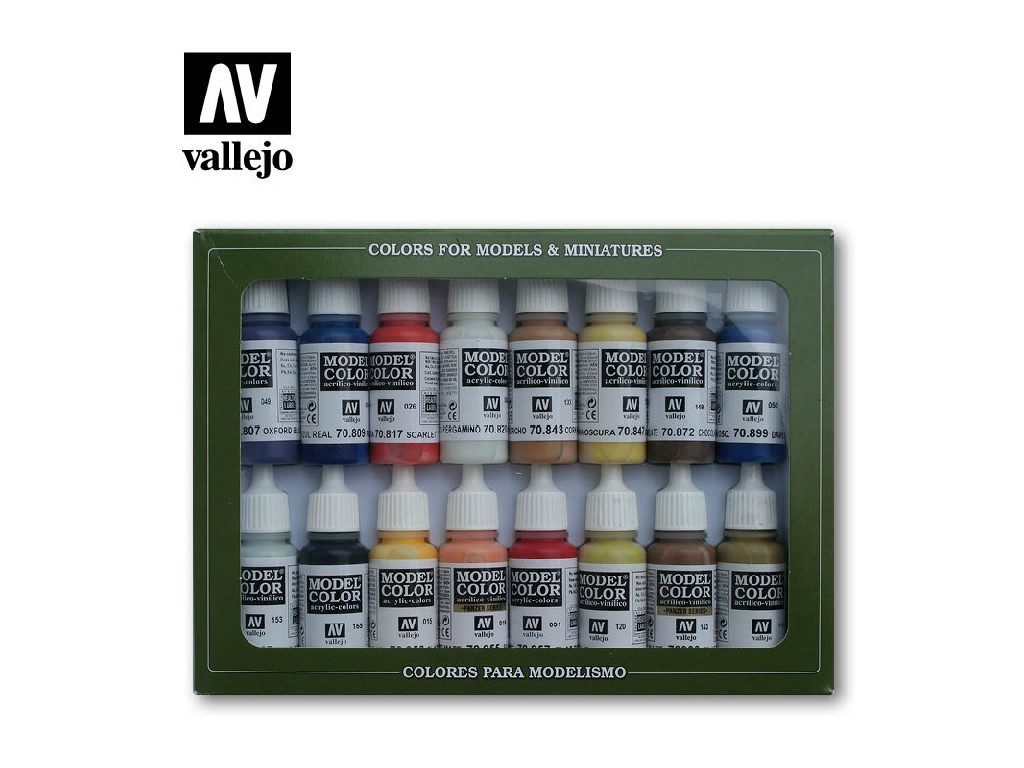 Sada akrylových barev Vallejo Model Color 16 color Set 70147 American Colonial (16)