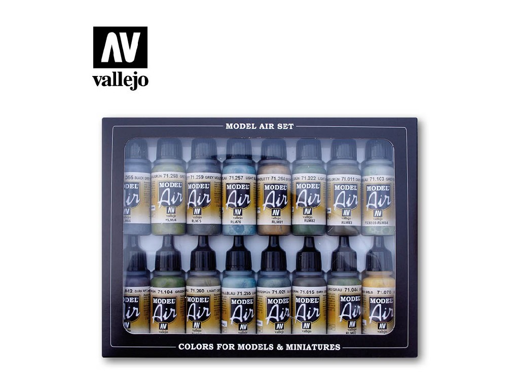 Sada akrylových barev pro Airbrush Vallejo Model Air Set 71193 RLM Colors (16)