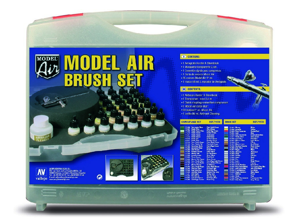 Vallejo - Model Air Set 71172 Základní barvy + airbrush 29x17 ml.