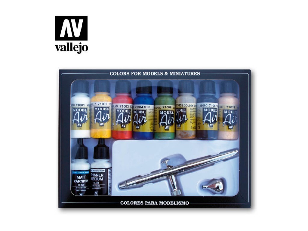 Vallejo - Model Air Set (BA) 71167 Základní barvy + Airbrush 10x17 ml.