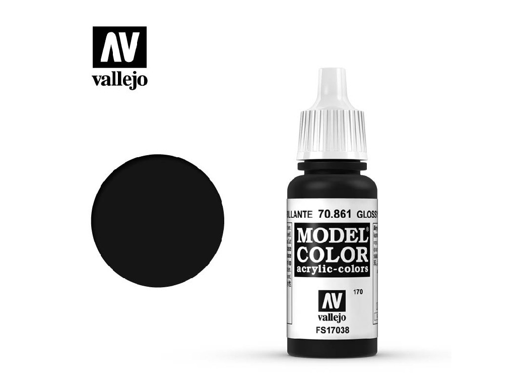 Akrylová barva Vallejo Model Color 70861 Gloss Black (17ml)
