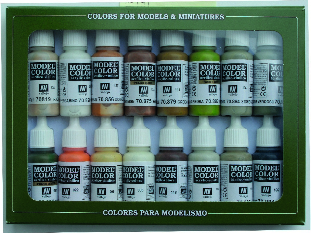 Sada akrylových barev Vallejo Model Color 16 color Set 70141 Earth Tones (16)