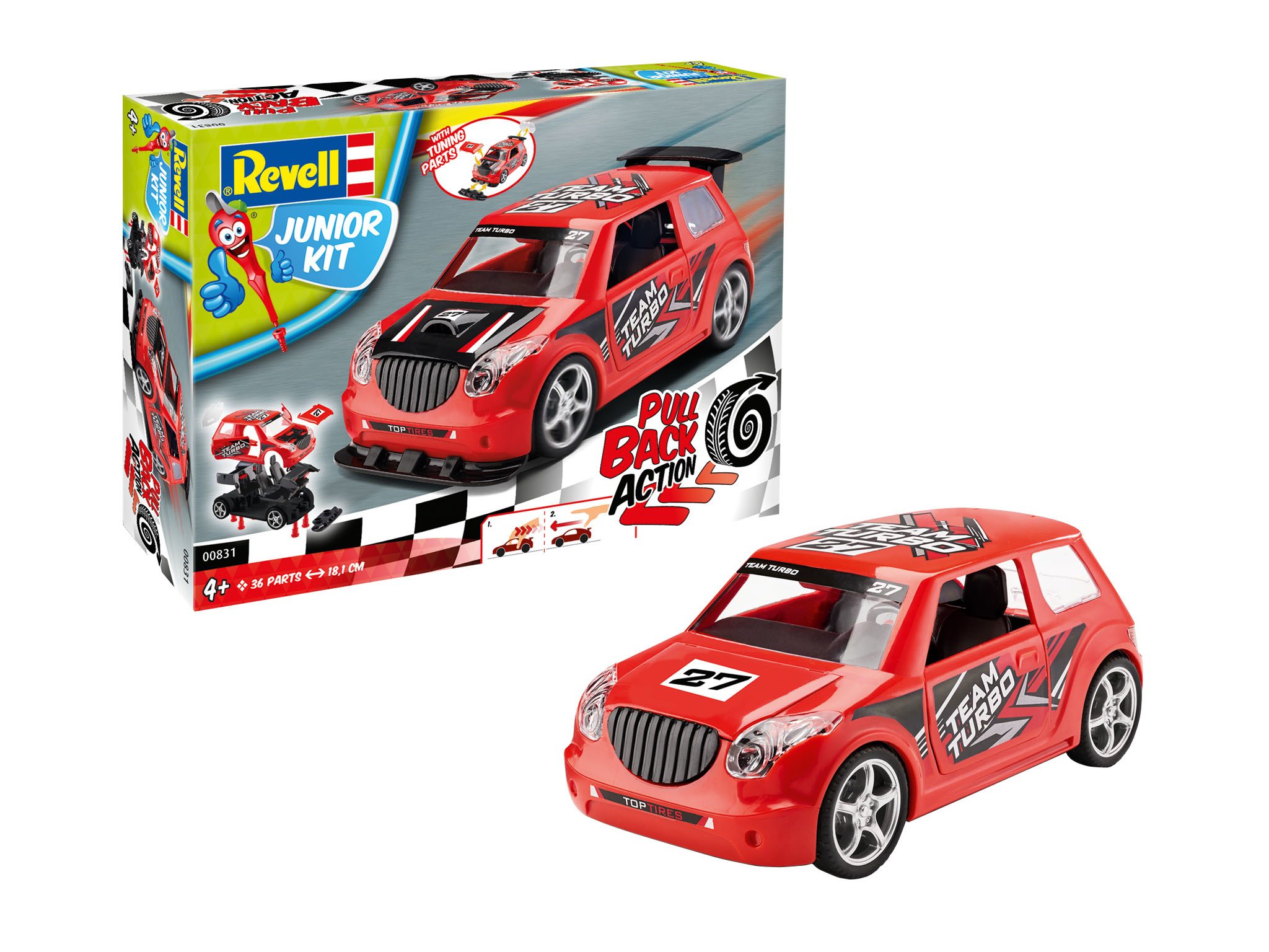 Junior Kit auto 00831 - Pull Back Rallye Car (červené) (1:20)