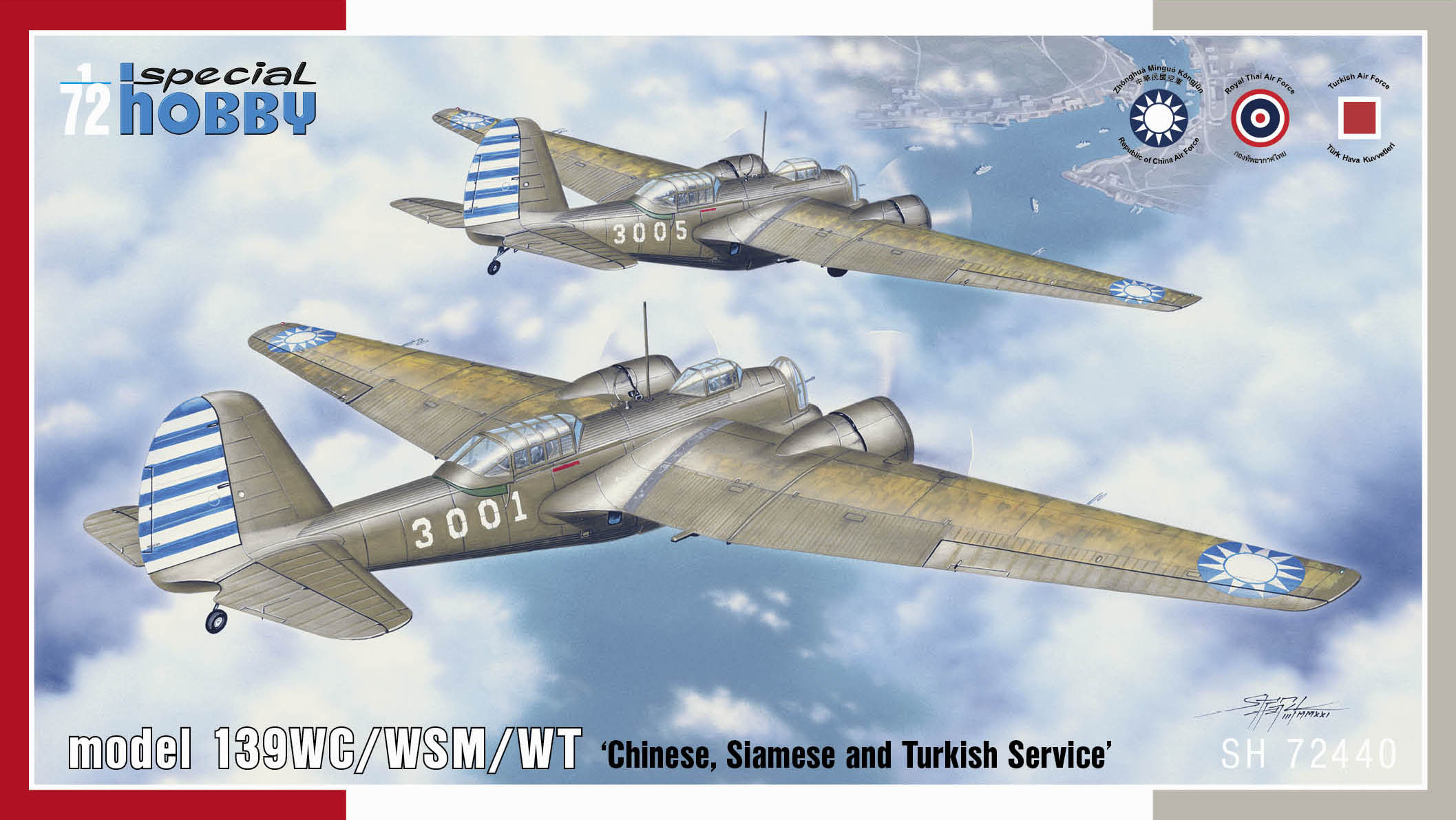 Plastikový model letadla 1/72 Model 139WC/WSM/WT ‘Chinese, Siamese and Turkish Service’ - Special Ho