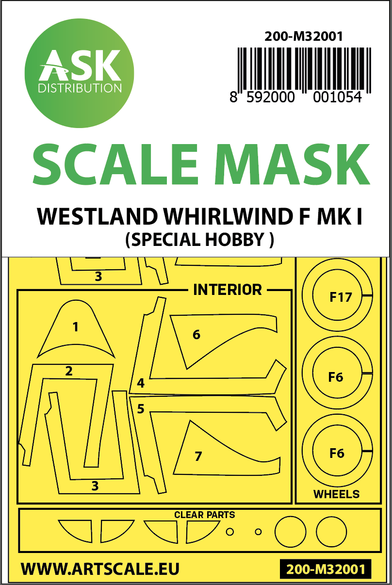 1/32 Westland Whirlwind Mk.I double-sided  painting mask for Special Hobby
