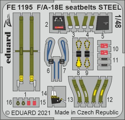 1/48 F/A-18E seatbelts STEEL for MENG kit