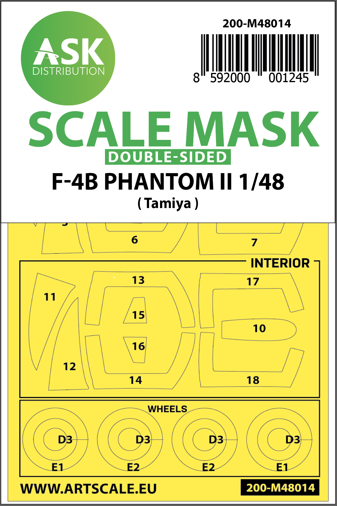 1/48 F-4B Phantom double-sided painting mask for Tamiya