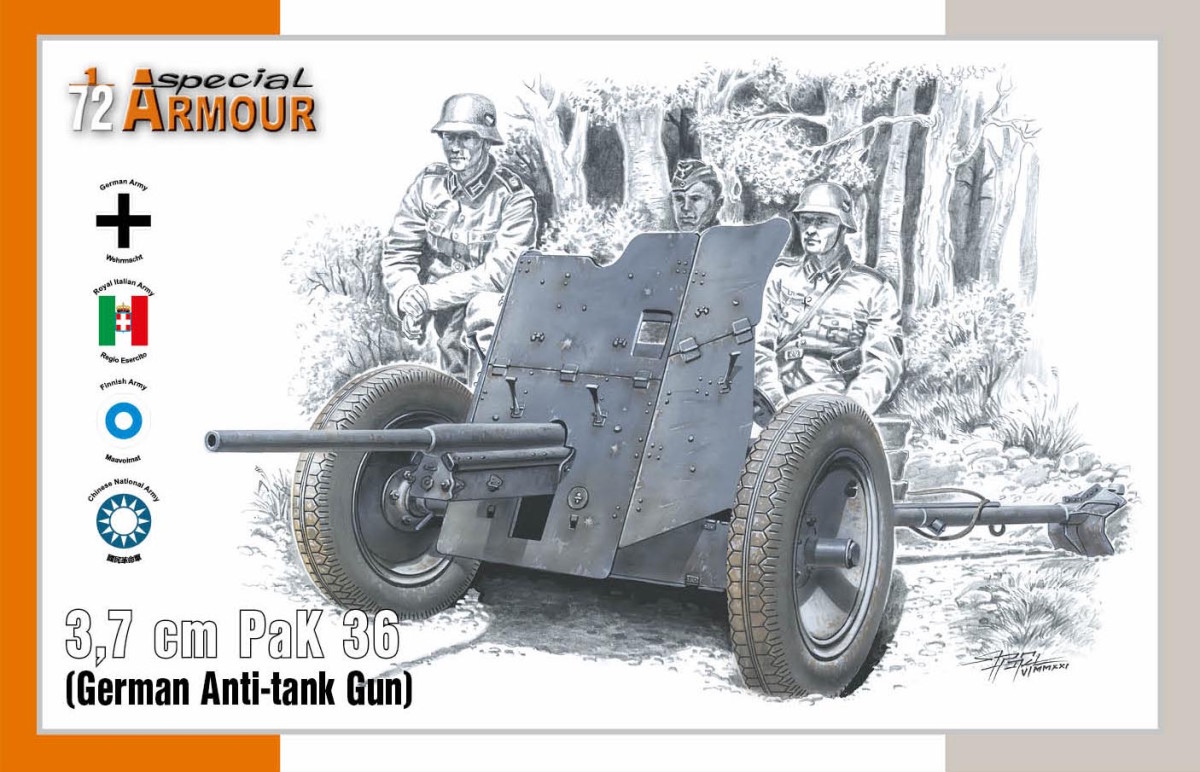 Plastikový model kanónu 1/72 3,7 cm PaK 36 ‘German Anti-tank Gun’