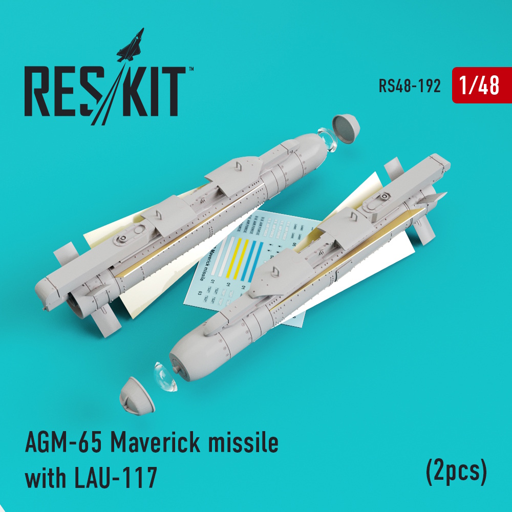 AGM-65 Maverick missiles with LAU-117  (2pcs)AV-8b, A-10, F-16, F-18) (1/48)