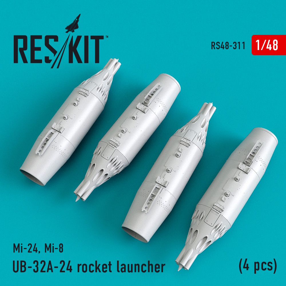 UB-32A-24 rocket launchers (4 pcs) (Mi-24,Mi-8) (1/48)
