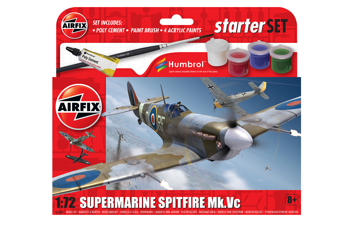 1/72 Small Starter Set NEW Supermarine Spitfire MkVc - Airfix
