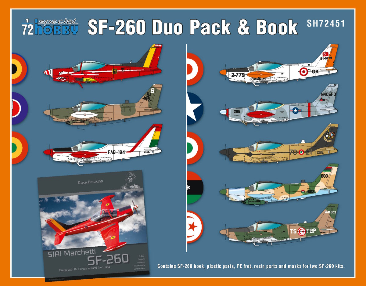 Plastikový model letadla 1/72 SIAI-Marchetti SF-260 Duo Pack & Book