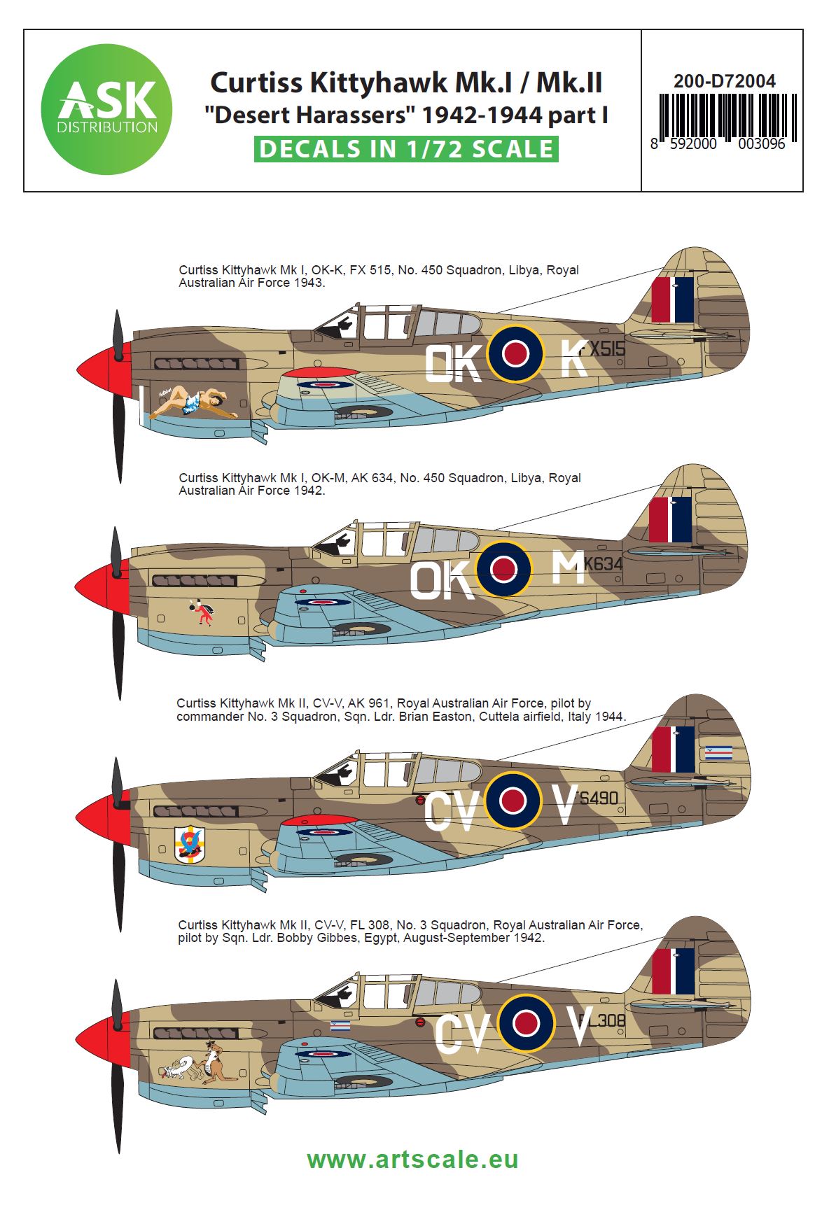 1/72 Curtiss Kittyhawk Mk.I / Mk.II 