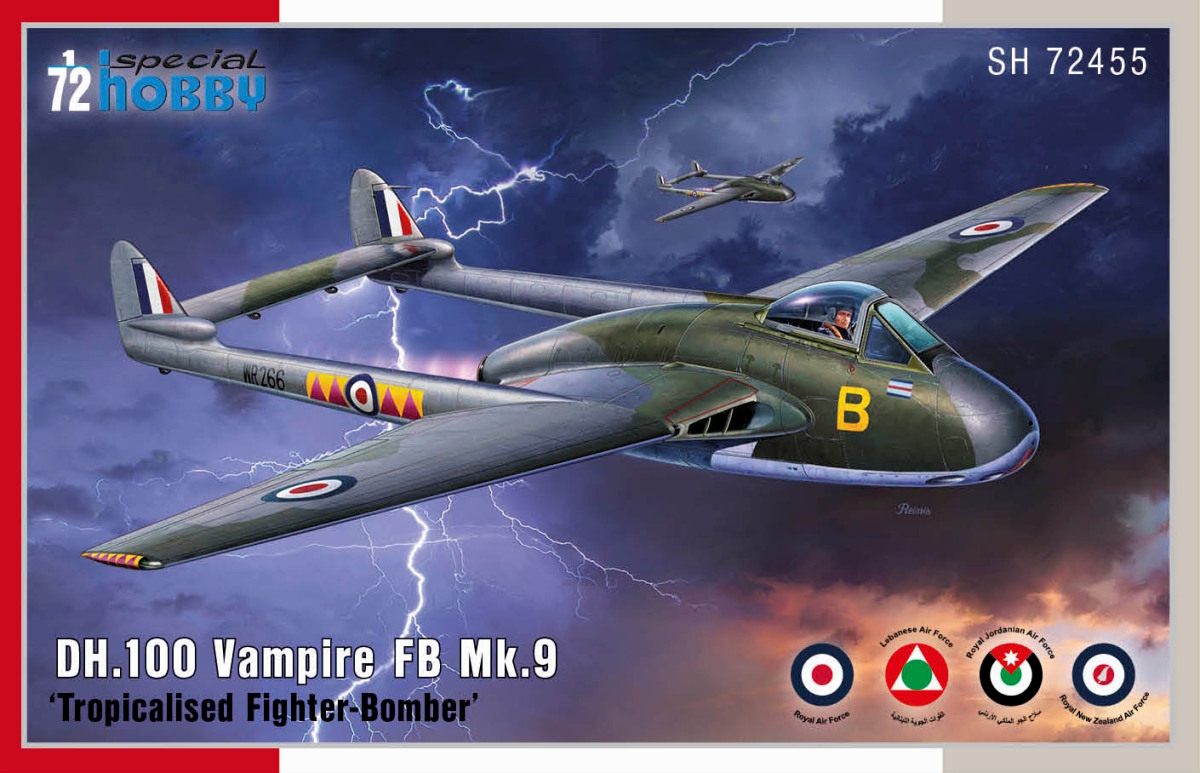 Plastikový model letadla 1/72 DH.100 Vampire FB.Mk.9 ’Tropicalised Fighter-Bomber’