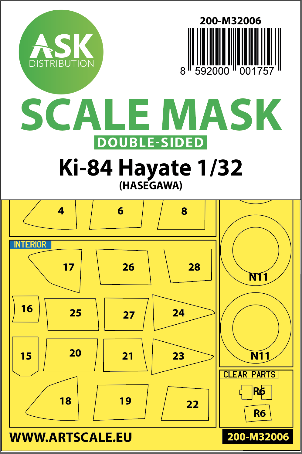 1/32 Nakajima Ki-84 Hayate double-sided express mask for Hasegawa