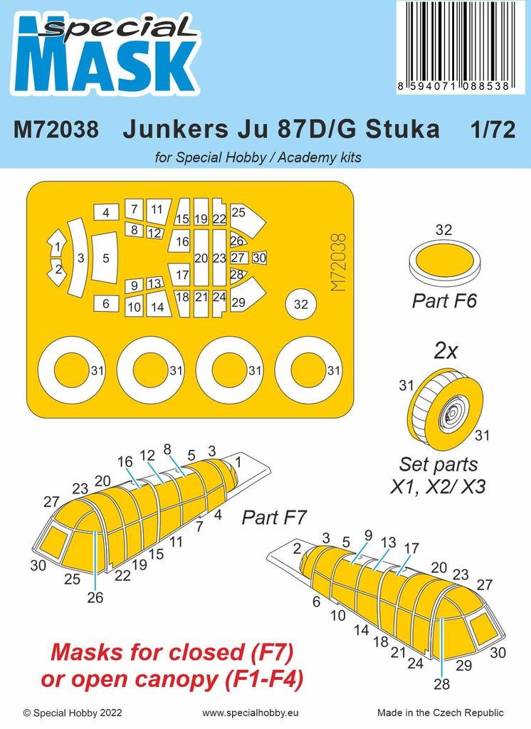 1/72 Junkers Ju 87D/G Stuka Mask / for Special Hobby and Academy kits