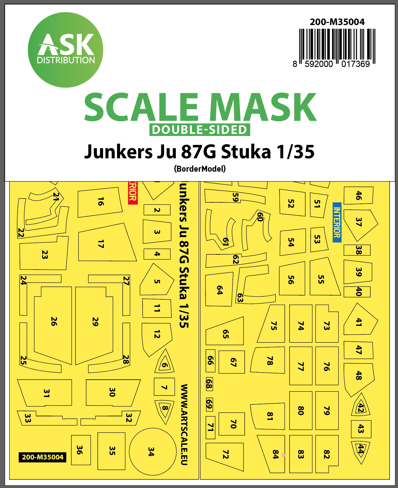 1/35 Junkers Ju 87G Stuka double-sided painting mask for Border Model