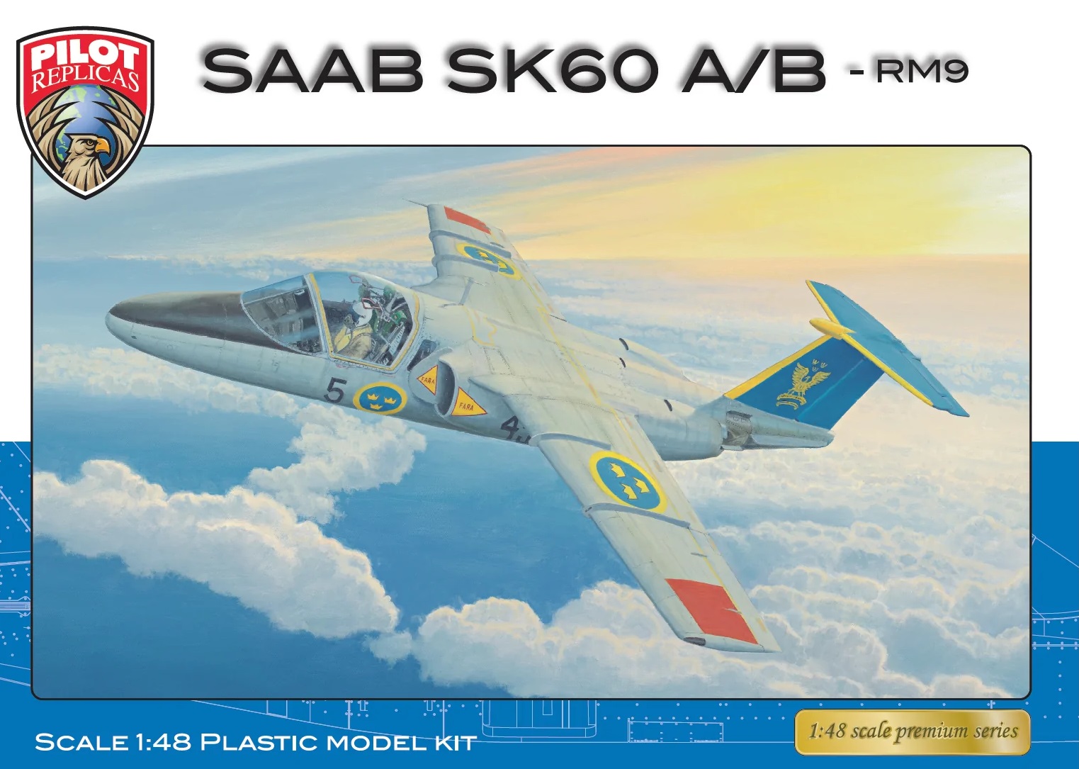 1/48 SAAB 105 SK60 A & B RM9 edition, injection molded plastic kit incl PE parts & Cartograf decals