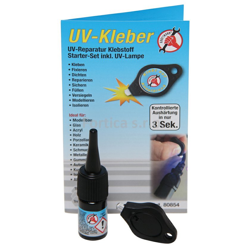Lepidlo UV včetně UV lampy, lahvička 3 g