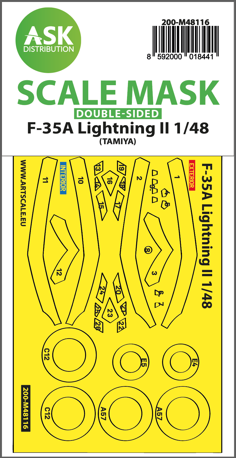 1/48 F-35A Lightning II double-sided express mask, self-adhesive and pre-cutted for Tamiya