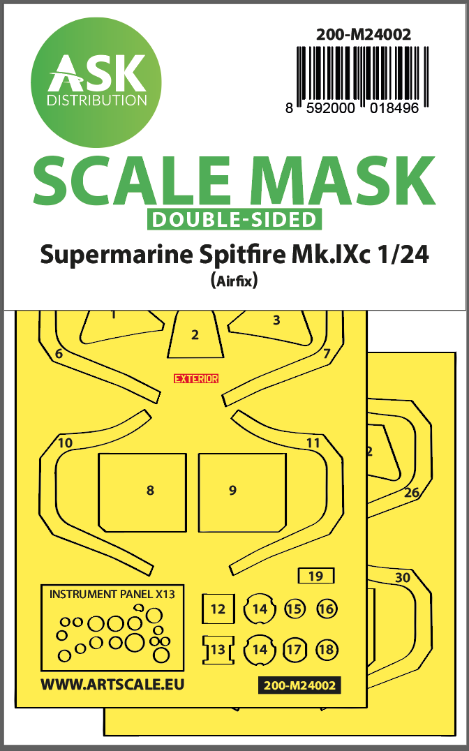 1/24 Spitfire Mk.IX double-sided masks for Airfix