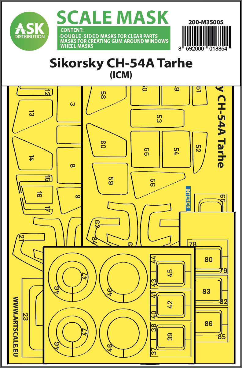1/35 Sikorsky CH-54A Tarhe double-sided express fit  mask for ICM