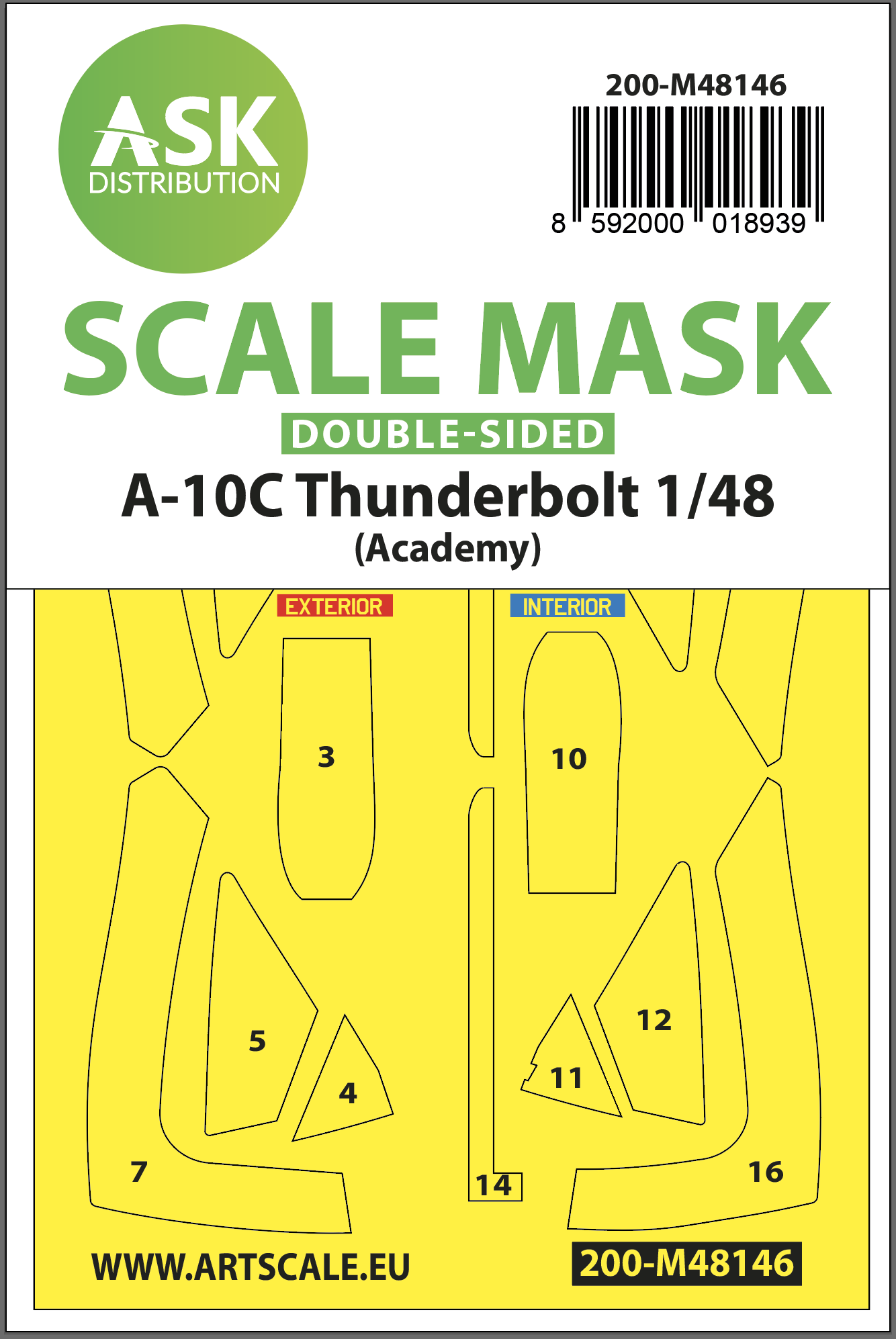 1/48 A-10C Thunderbolt double-sided express fit mask for Academy