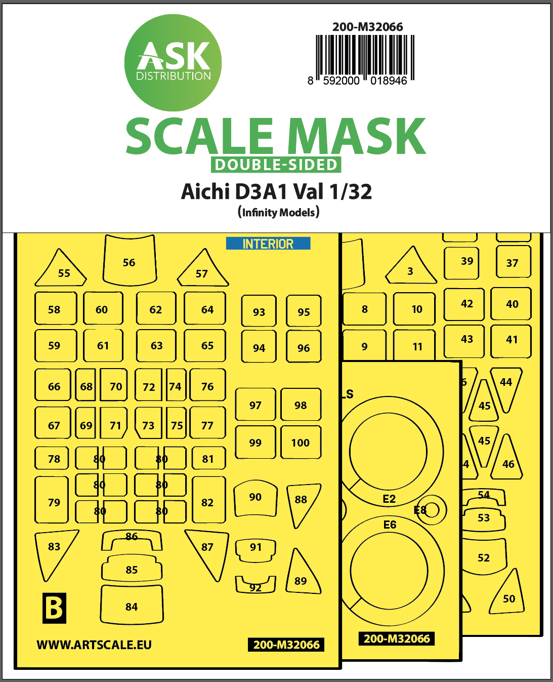 1/32 Aichi D3A1 Val double-sided express self adhesive mask for Infinity 3206