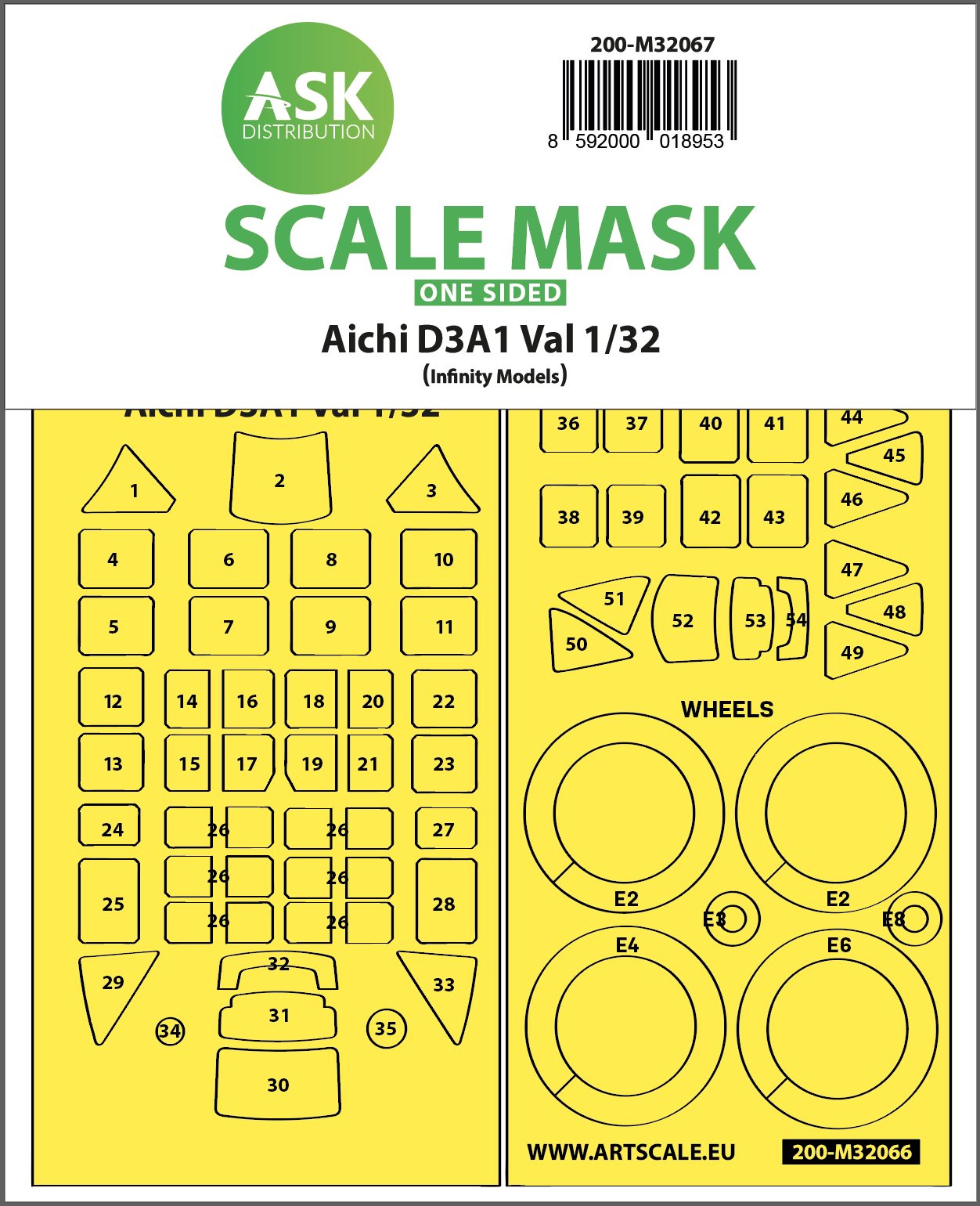 1/32 Aichi D3A1 Val one-sided express self adhesive mask for Infinity 3206