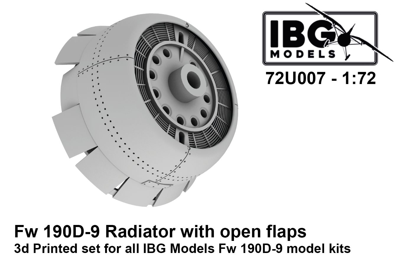 1/72 Radiator with open flaps for Fw 190D-9 (3d printed)