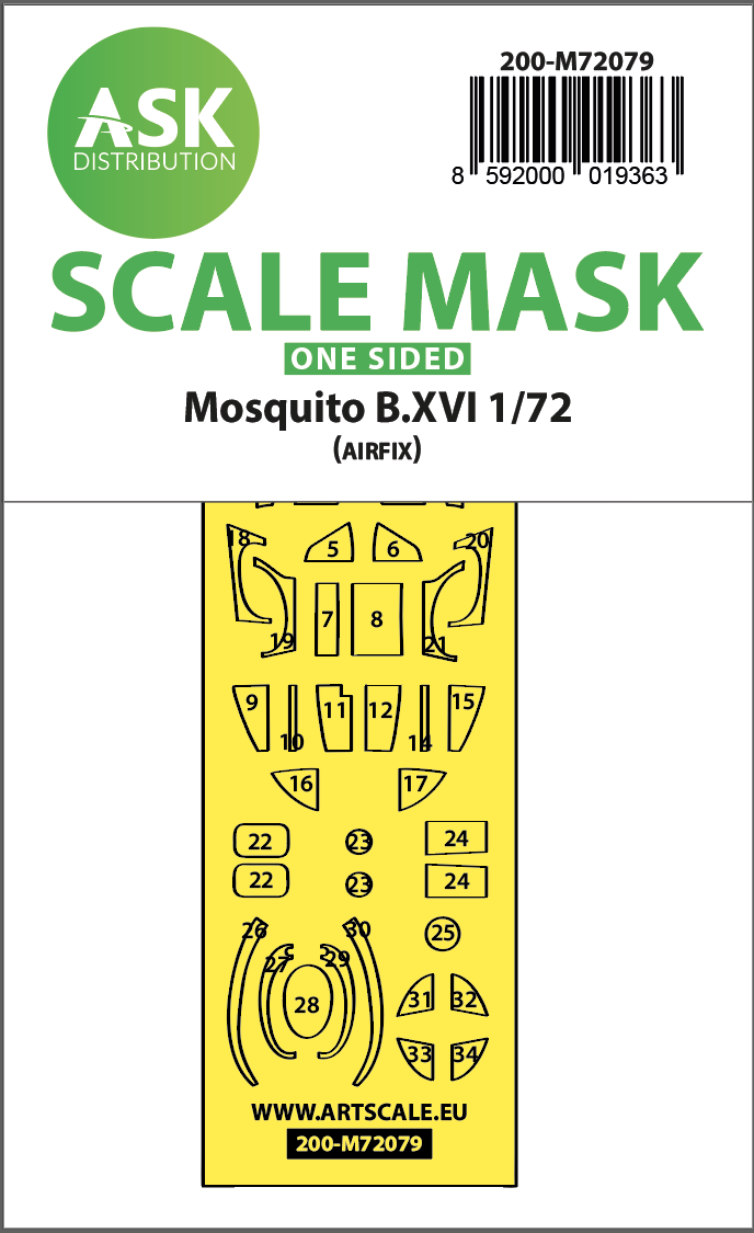 1/72 Mosquito B.XVI one-sided express fit mask for Airfix