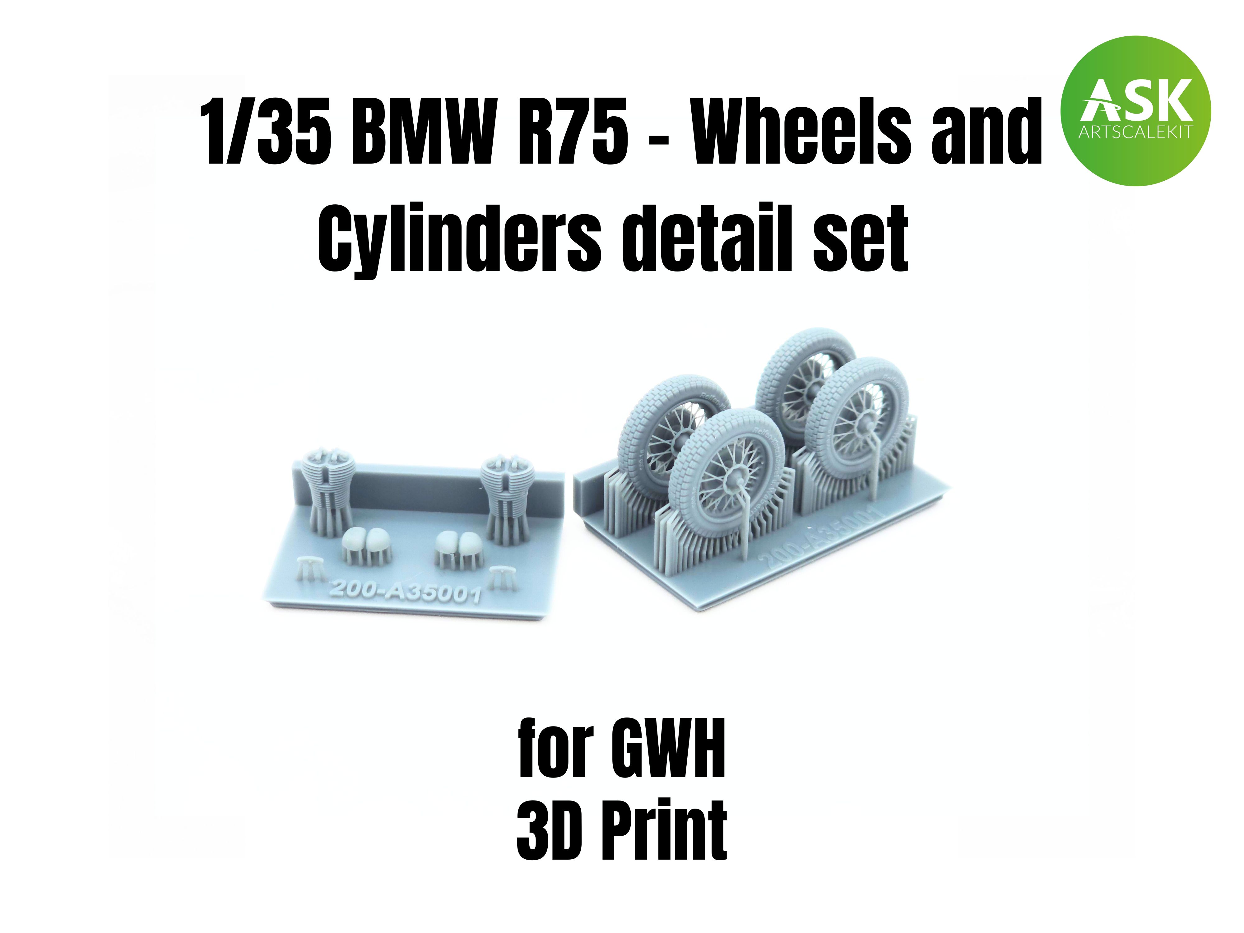 1/35 BMW R75 - Wheels and Cylinders detail set recommended for GWH