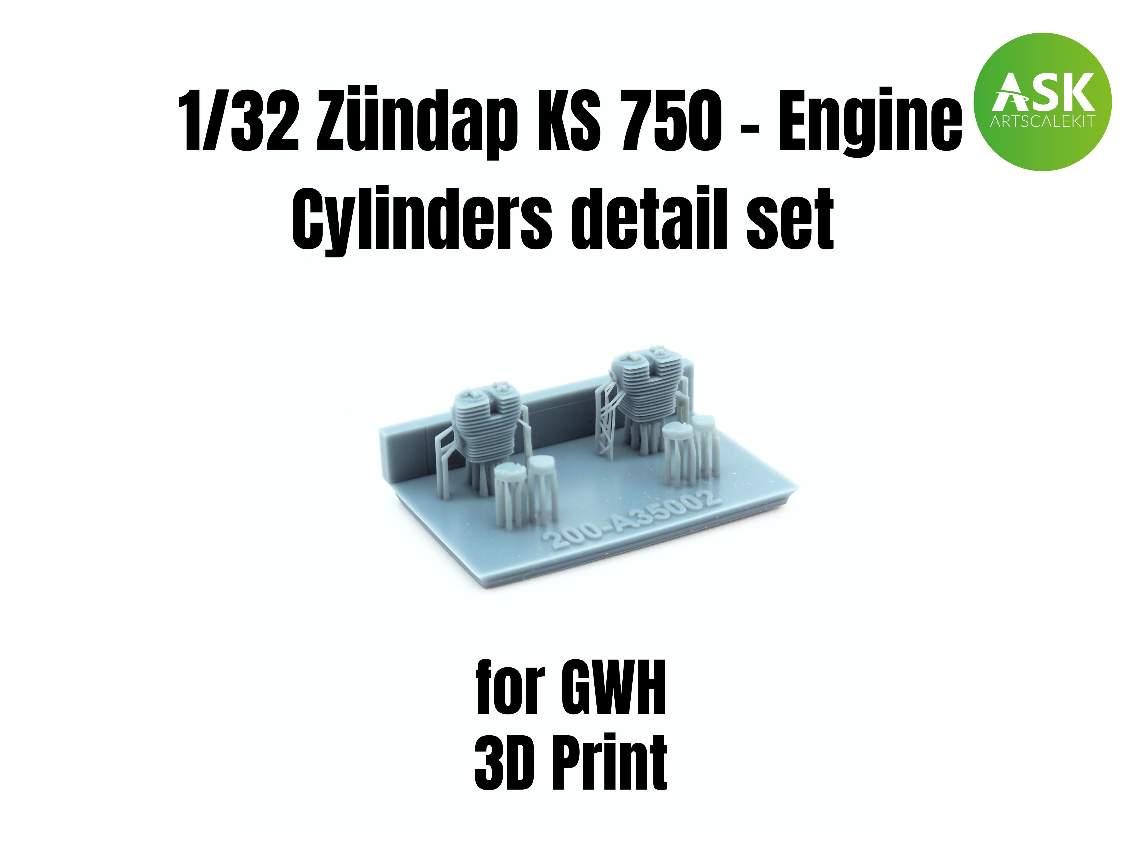 1/35 Zündap KS 750 - Engine Cylinders detail set recommended for GWH