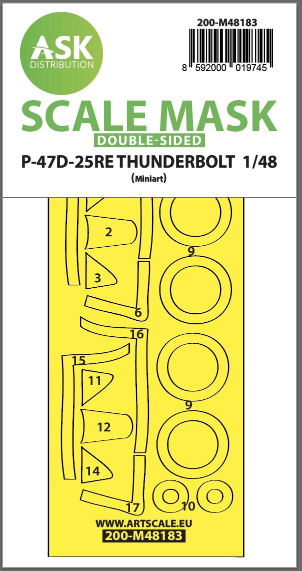 1/48 P-47D-25RE Thunderbolt  double-sided express fit  mask for MINIART