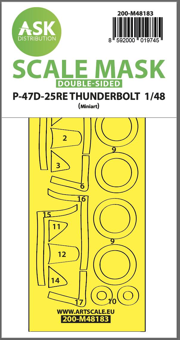 1/48 P-47D-25RE Thunderbolt  double-sided express fit  mask for MINIART