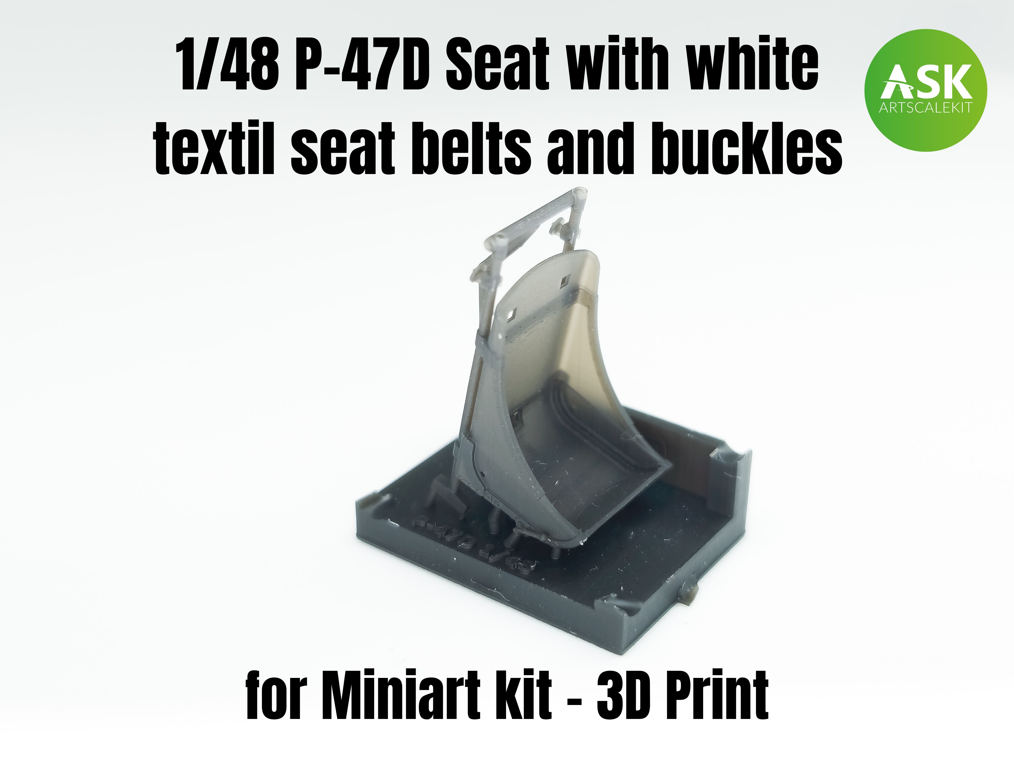1/48 P-47D Seat with white textil seat belts and buckles