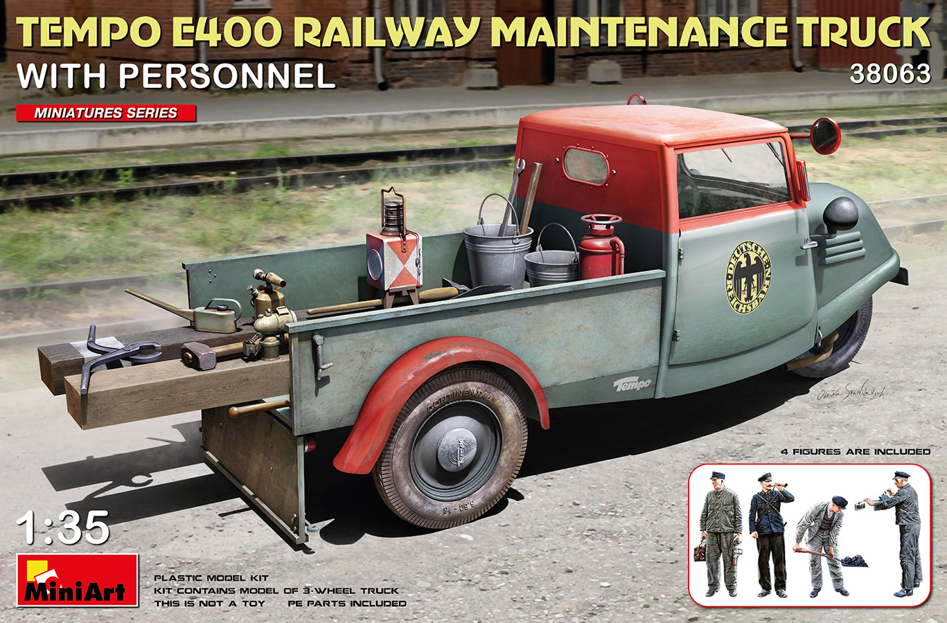 1/35 Tempo E400  Railway Maintenance Truck with Personnel - Miniart