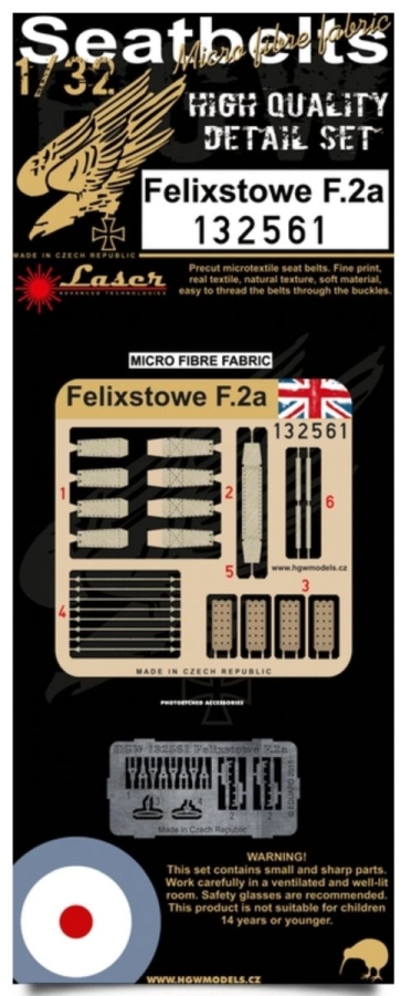1/32 Felixstowe F.2a - Fabric Seat Belts  - pre-cut (laser) Wingnut Wings